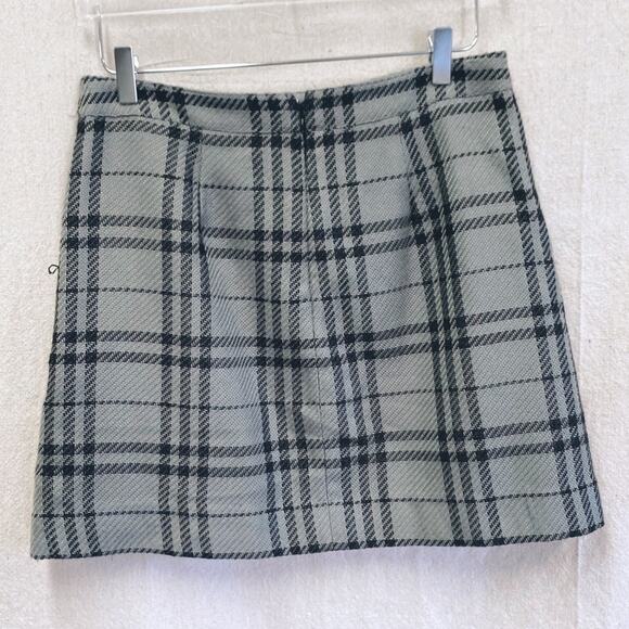 J. Crew Factory black/gray knit plaid A Line mini skirt size 8 - Picture 7 of 13